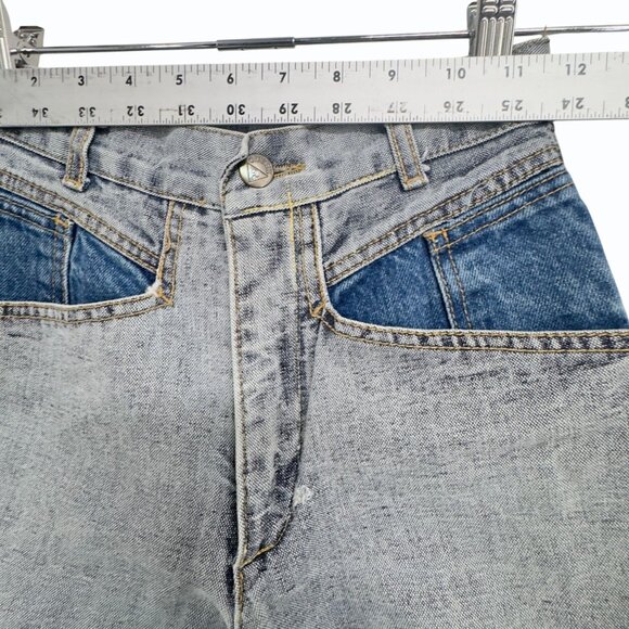 VTG Guess High-Waisted Two-Tone Denim Jeans Womens 28 Distressed Look - Picture 9 of 12